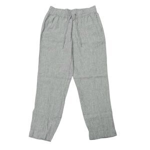 Athleta Retreat High Rise Linen Ankle Pant Womens Small Gray Coastal Minimalist